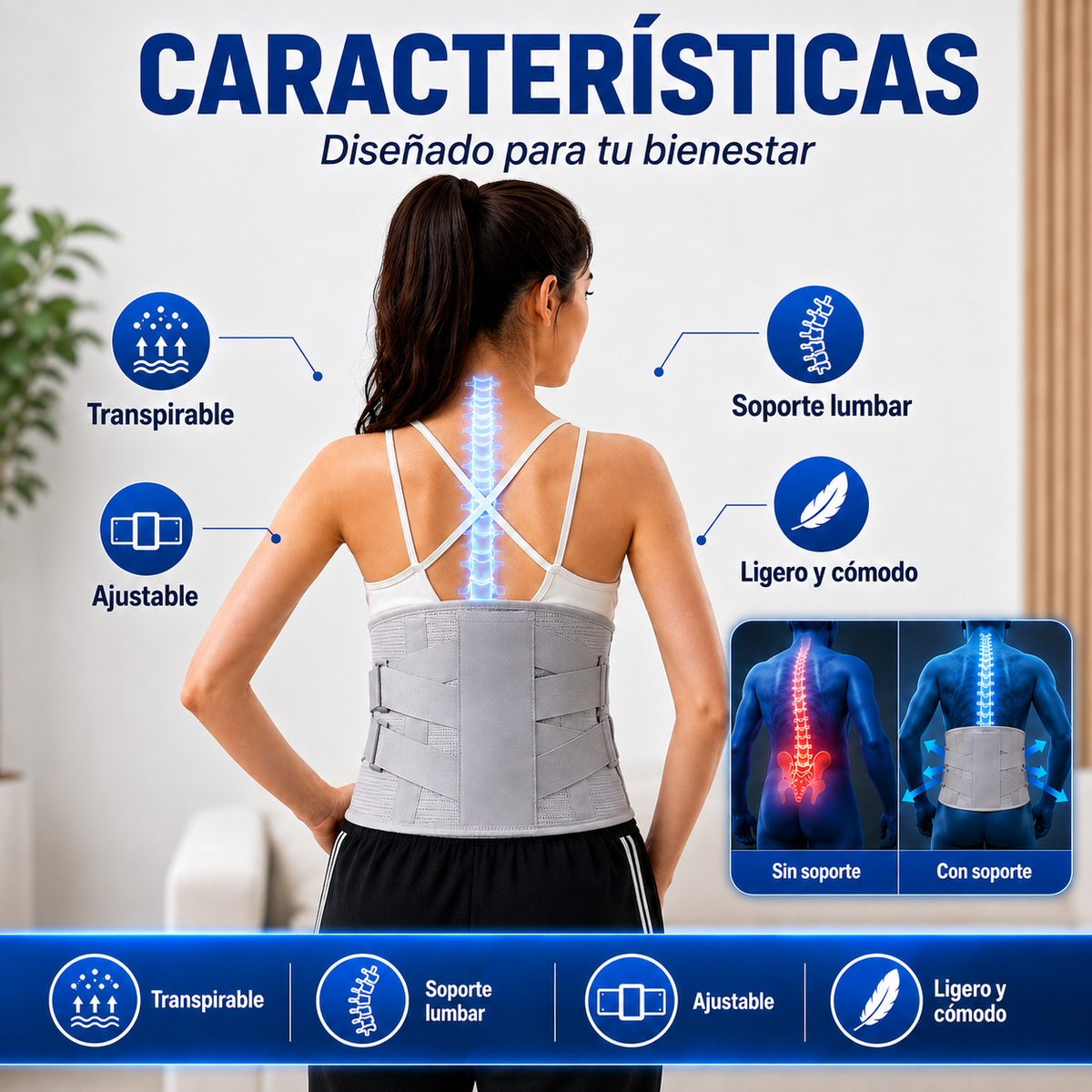 🚶 Corrector de Postura y Faja Lumbar | Reduce la Tensión y Mejora tu Postura en Minutos 💙🦴