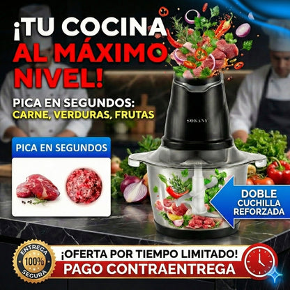 🥕⚡ Picatodo Eléctrico Sokany | Procesador de Alimentos Potente y Rápido ⚡🍅