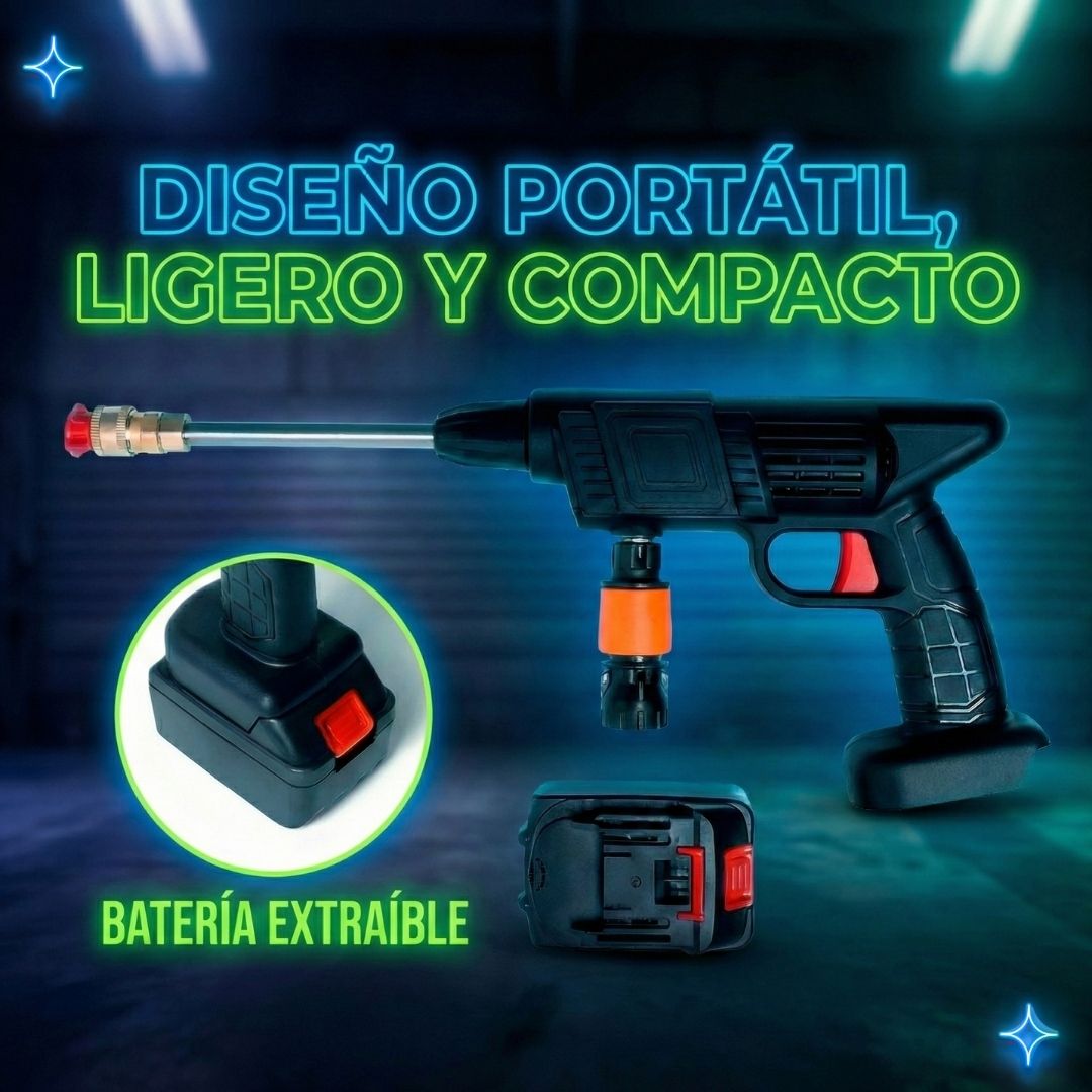 🚿 Hidrolavadora Portátil de Alta Presión 💦 🚗🏍️ Ideal para Carro y Moto 🔋 Incluye 2 Baterías Recargables