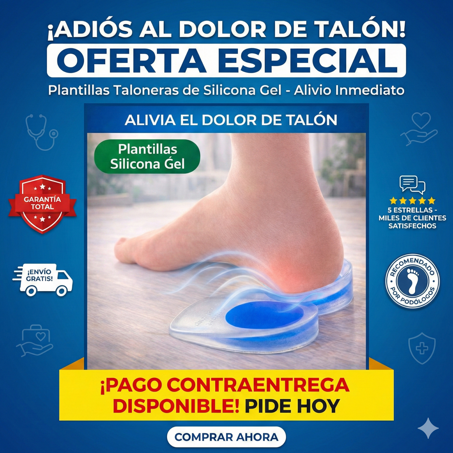 👣✨ Alivio total para tu talón – plantilla silicona talonera (par) 💙